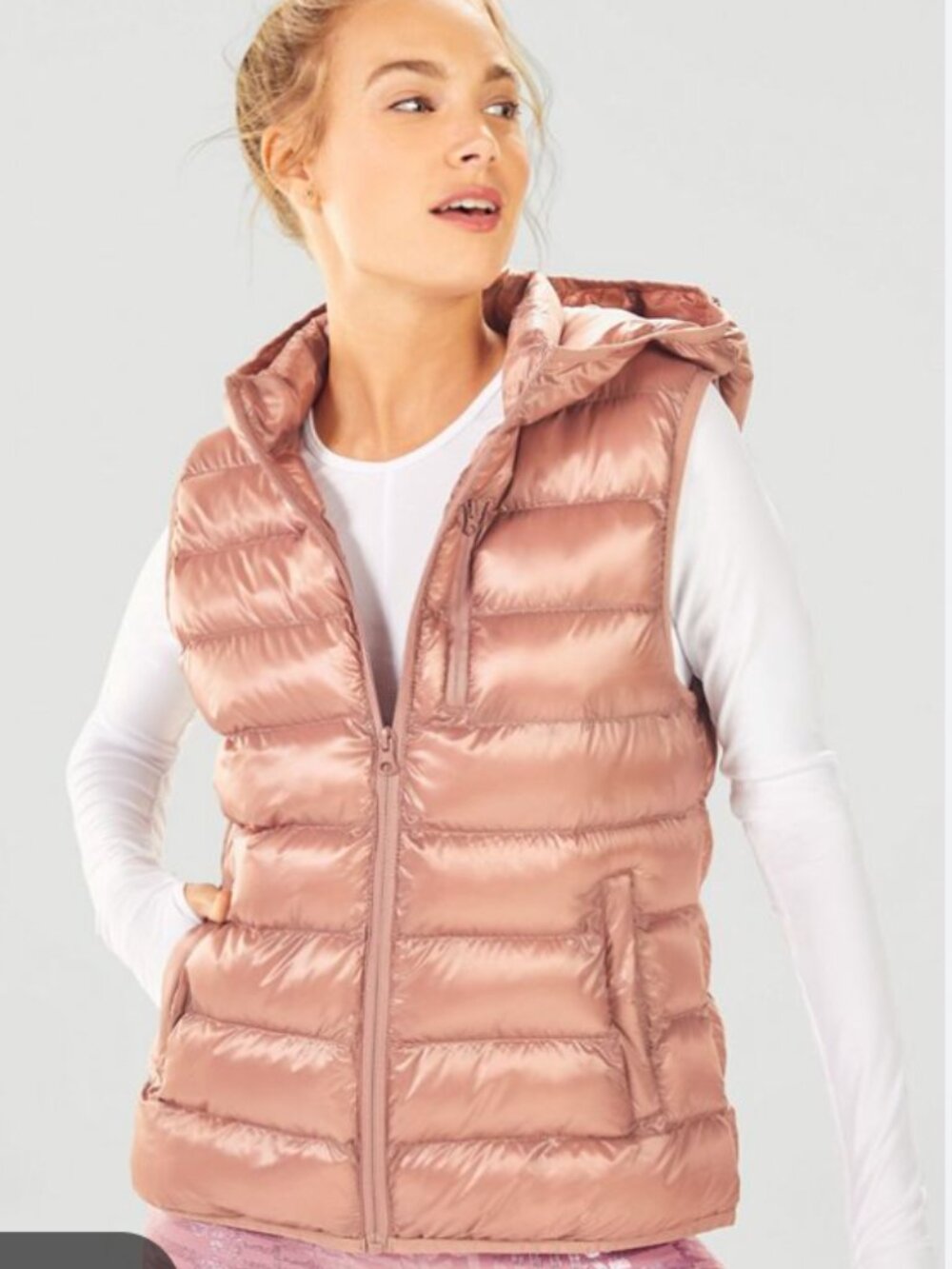 Fabletics  Quest Packable Womens Lightweight Quilted Puffer Vest - pink sz small